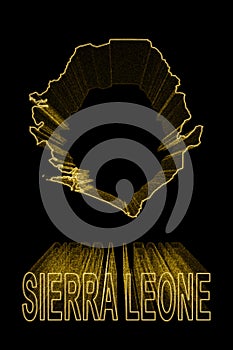 Map of Sierra Leone, Gold Map On Black Background