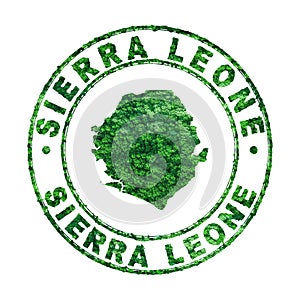 Map of Sierra Leone, Postal Stamp, Sustainable development, CO2 emission concept