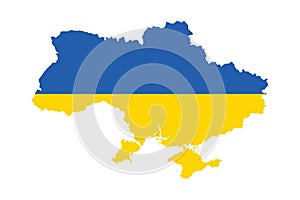 map silhouettes Ukrainian in the colors of national flags. Illustration