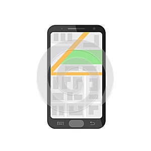Map in smartphone. GPS navigation in mobile phone