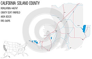 Map of Solano County in California, USA photo
