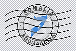 Map of Somalia, Postal Passport Stamp, Travel Stamp