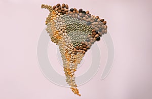 Map of South America made with seeds - food sovereignty in the covid era 19 photo