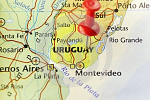 Map of South America state Uruguay.