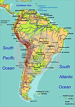 Map of South America. Vector illustration