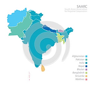 Map of South Asian Association for Regional Cooperation SAARC