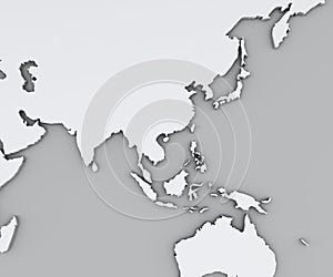 Map of South East Asia, white geographical map, physics. Cartography, geographical atlas