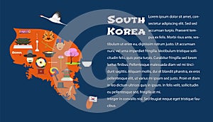 Map of South Korea in article template vector illustration, design element