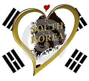Map of South Korea with flag