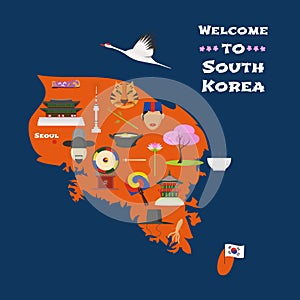 Map of South Korea vector illustration, design