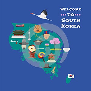 Map of South Korea vector illustration, design element