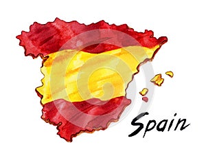 Map of Spain with a background in the form of a flag