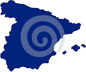 Map of Spain in blue