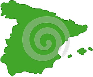 Map of Spain in green