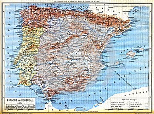 The map of Spain and Portugal