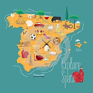 Map of Spain vector illustration, design element