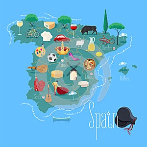 Map of Spain vector illustration, design element