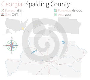 Map of Spalding County in Georgia photo