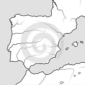 Map of The SPANISH Lands: Spain, Portugal, Catalonia, Iberia, The Pyrenees. Geographic chart. photo