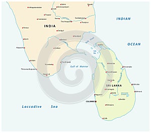 Map of sri lanca and south india
