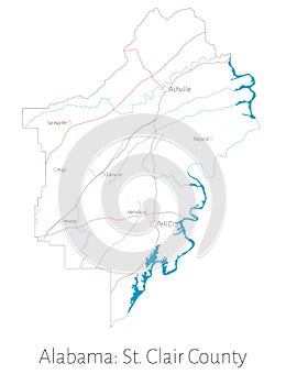 Map of St. Clair County in Alabama