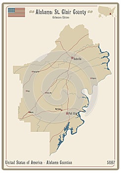 Map of St. Clair county in Alabama