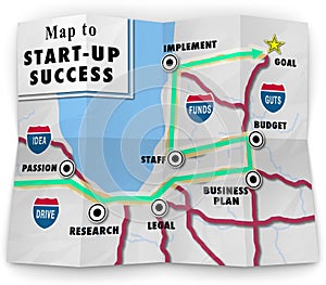 Map Start Up Success Road Directions New Business