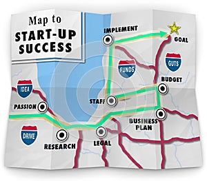 Map Start Up Success Road Directions New Business photo