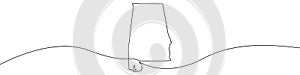 Map of the state of Alabama icon line continuous drawing vector. One line Map of the state of Alabama icon vector