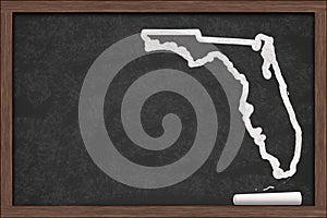Map of the state of Florida on a chalkboard