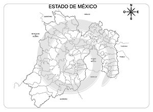 Map of the State of Mexico with political division
