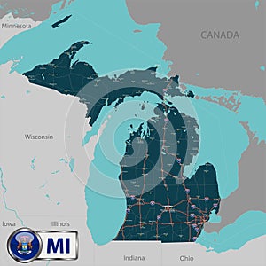 Map of state Michigan, USA