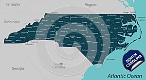 Map of state North Carolina, USA