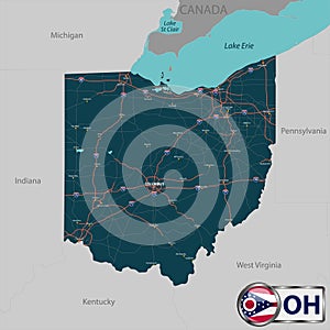Map of state Ohio, USA