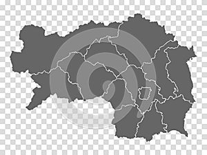 Map  State Styria  of Austria on transparent background. Blank Map Styria with districts