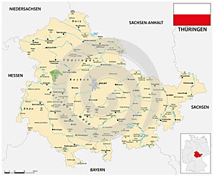 Map of the state Thuringia, Germany