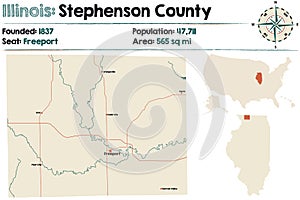 Map of Stephenson County in Illinois