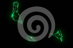 Map of the streets of Comores made with green illumination and glow effect