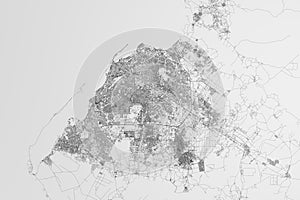 Map of the streets of Luanda (Angola) on white background. 3d render, illustration