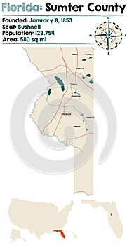 Map of Sumter County in Florida