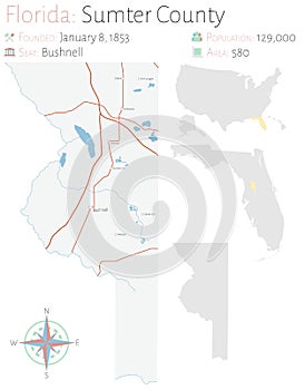 Map of Sumter County in Florida