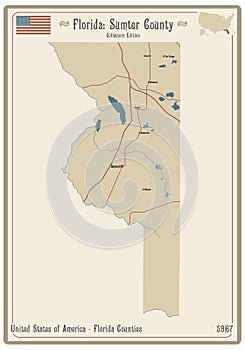 Map of Sumter County in Florida