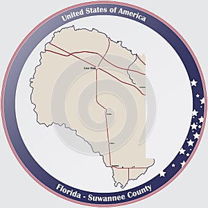 Map of Suwannee County in Florida