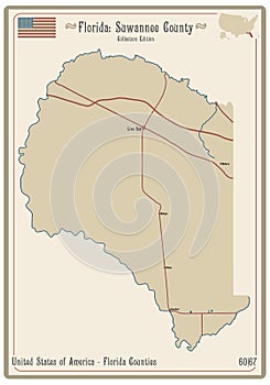 Map of Suwannee County in Florida