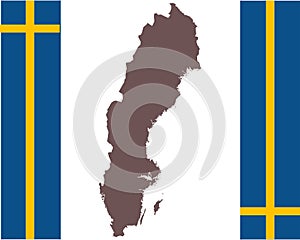 Map of Sweden on background with flag