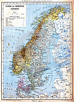 The map of Sweden, Norway and Denmark