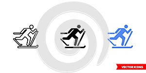 Map symbol cross-country ski trail icon of 3 types color, black and white, outline. Isolated vector sign symbol