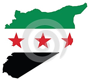 Map of the Syria with Flag Overlaid