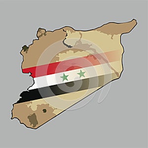 Map of Syria with a syrian flag central