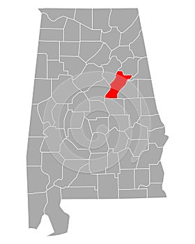 Map of Talladega in Alabama photo